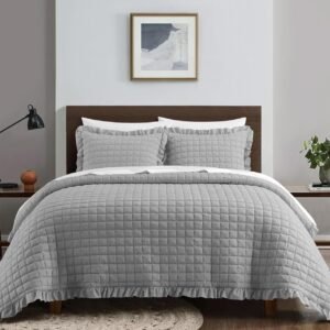 COLCHA REVEL 3PZ GRIS