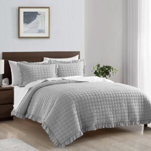 COLCHA REVEL 3PZ GRIS